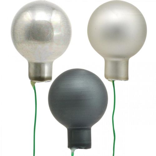 Article Mini boules de Noël argent, baies miroir anthracite Ø25mm 140 pièces