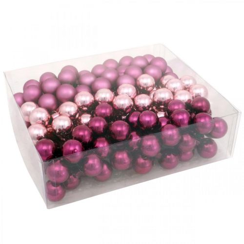 Floristik24 Mini boule de Noël rose baie miroir baies verre Ø25mm 140p