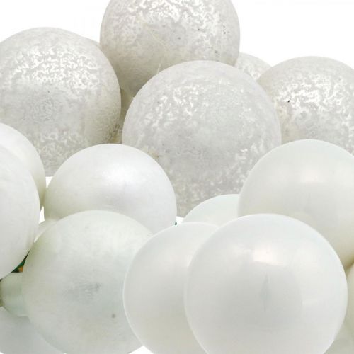 Article Mini boule de Noël miroir baies blanches verre Ø40mm mix 32pcs