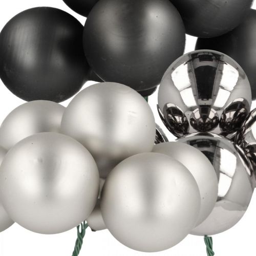 Article Mini boules de Noël argent, verre anthracite Ø40mm mix 32 pcs
