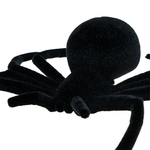 Floristik24 Araignée noire 16cm floquée