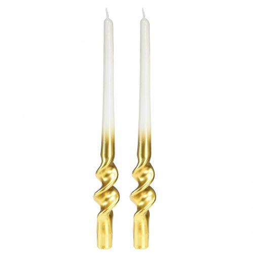 Article Bougies torsadées bougies spirales or blanc Ø2cm H30cm 2 pcs