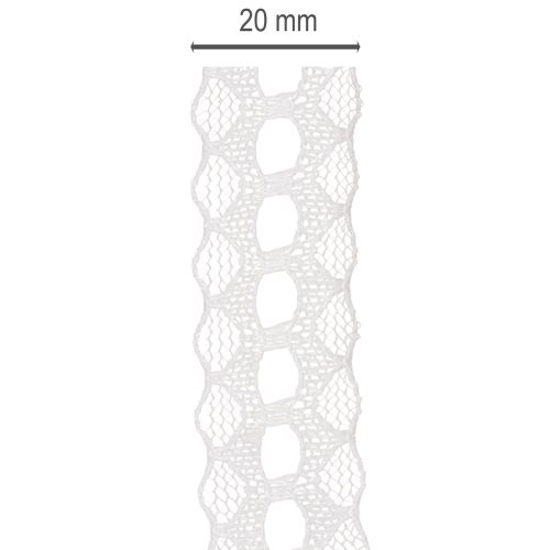 Ruban décoratif en dentelle de coton, à bordure fine, en rouleau, 25 mm de large, 10 m de long | Floristik24.be