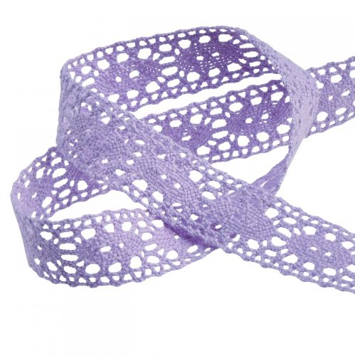 Article Ruban dentelle violet bijoux ruban fleur printemps W13mm L20m