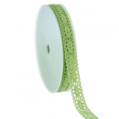 Floristik24 Ruban dentelle ruban décoratif vert B18mm 20m