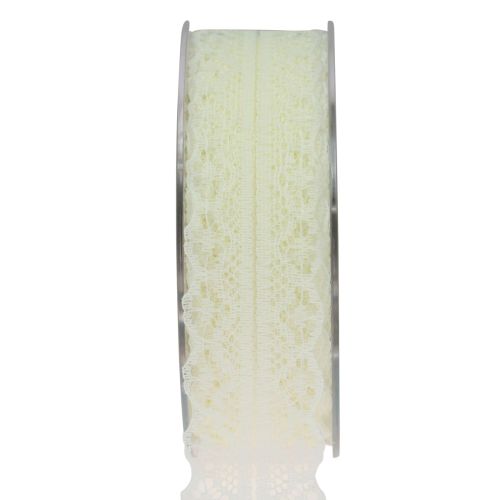 Floristik24 Ruban dentelle ruban cadeau crème ruban décoratif 28mm 20m
