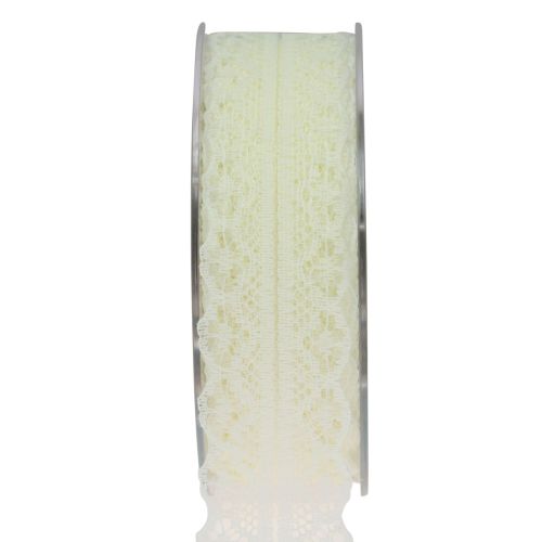 Floristik24 Ruban dentelle ruban cadeau crème ruban décoratif 28mm 20m