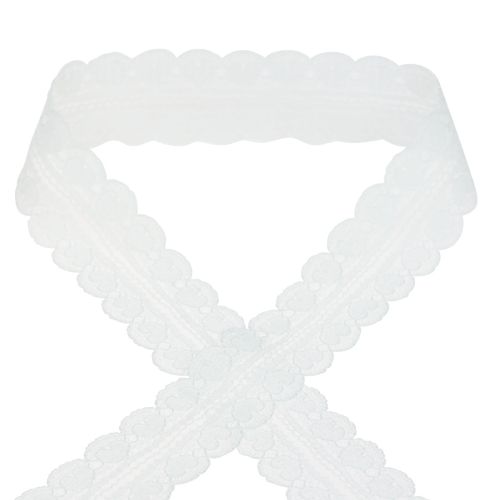 Article Ruban dentelle coeurs ruban décoratif dentelle blanc 25mm 15m