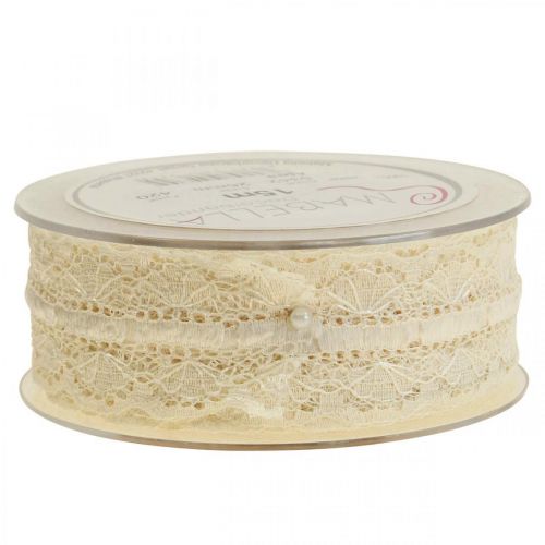 Article Ruban dentelle bordure dentelle ruban déco dentelle crème 25mm 15m