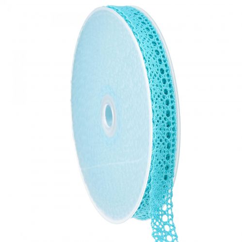 Floristik24 Ruban dentelle turquoise ruban décoratif dentelle Onda W16mm L20m