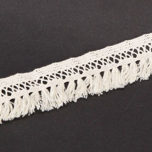 Ruban à franges en coton avec bordure en dentelle macramé 43 mm 3 m