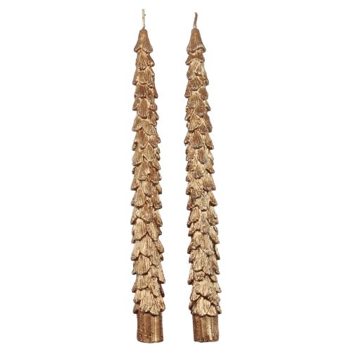 Bougies coniques Bougies métalliques marron Bougies de Noël 25cm 2pcs
