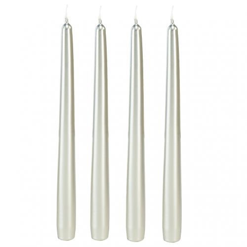 Floristik24 Bougies coniques argent 250/23 12pcs