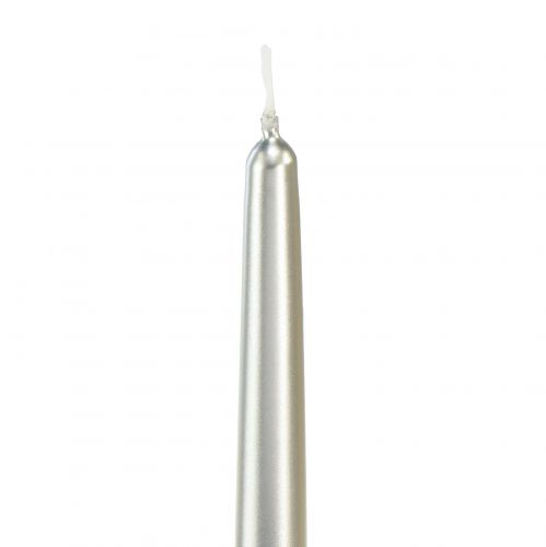 Floristik24 Bougies coniques argent 250/23 12pcs