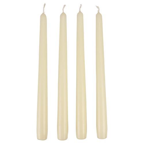 Floristik24 Bougies coniques, bougies bâtons, blanc ivoire, 250/23 mm, 12 pièces