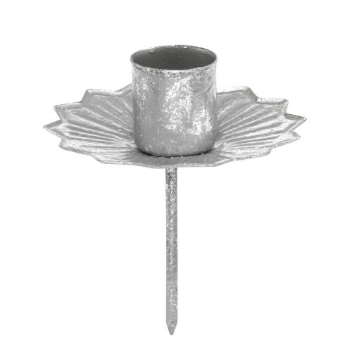 Article Bougeoir conique à coller argent aspect antique Ø7cm 4pcs