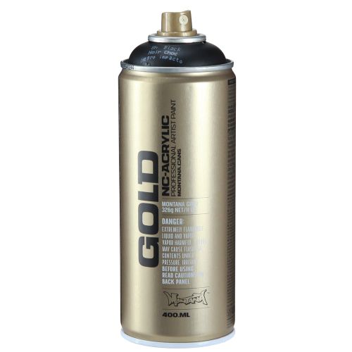 Article Peinture en aérosol noire Montana Gold peinture acrylique en aérosol 400 ml