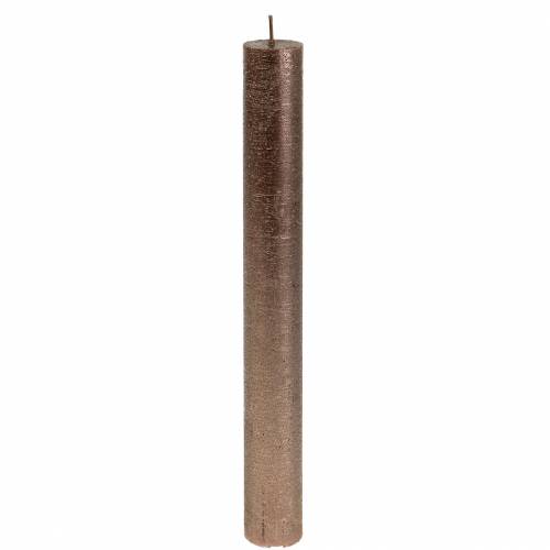 Floristik24 Bougies coniques couleur unie cuivre métallisé 34mm×240mm 4 pcs