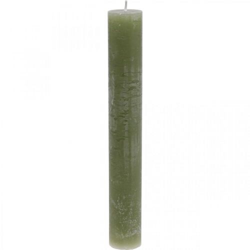 Article Bougies de couleur unie bougies en bâton vert olive 34×240mm 4 pcs