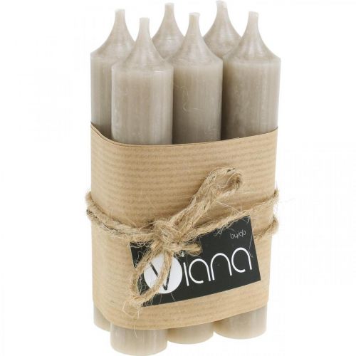 Article Bougies coniques bougies courtes marron décoration d&#39;automne Ø21/110mm 6 pcs