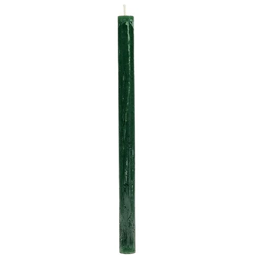 Floristik24 Bougie vert foncé teinté dans la masse 34 x 240mm 4pcs