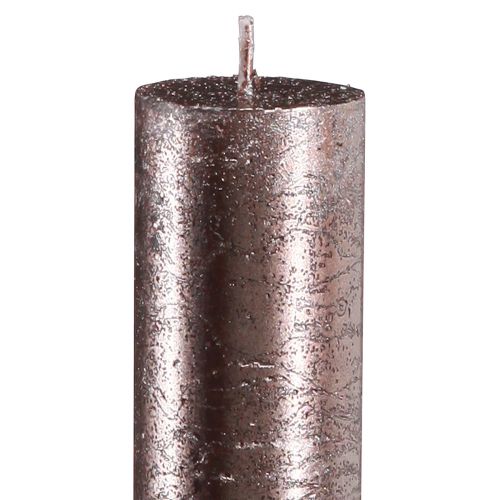 Floristik24 Bougies coniques couleur unie cuivre laqué 34x300mm 4 pcs