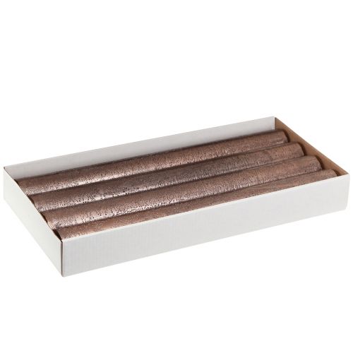 Floristik24 Bougies coniques couleur unie cuivre laqué 34x300mm 4 pcs