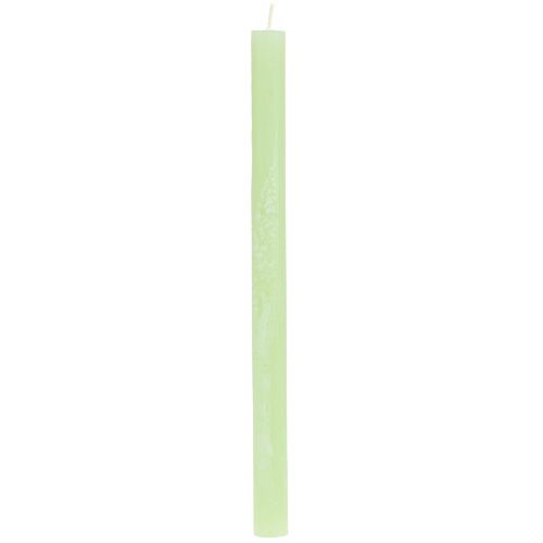 Floristik24 Bougies coniques de couleur vert clair 21 × 240mm 12pcs