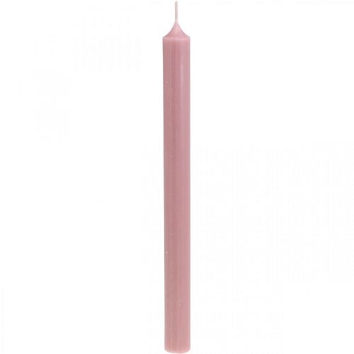 Article Bougies rustiques, bougies bâtons, rose uni, 350/28 mm, 4 pièces
