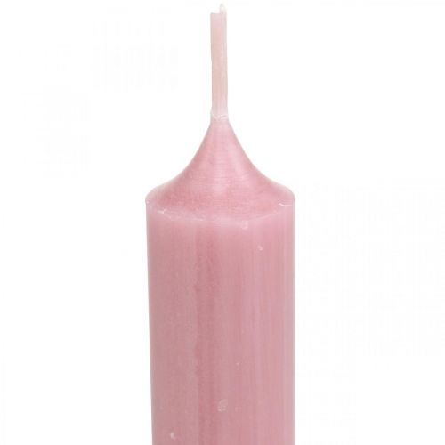 Article Bougies rustiques, bougies bâtons, rose uni, 350/28 mm, 4 pièces