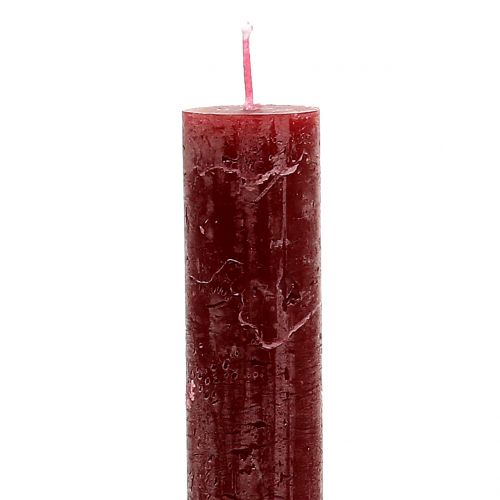 Floristik24 Bougies colorées unies rouge foncé 34mm x 300mm 4pcs