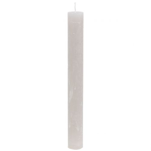 Article Bougies coniques de couleur unie gris 34mm x 300mm 4 pcs
