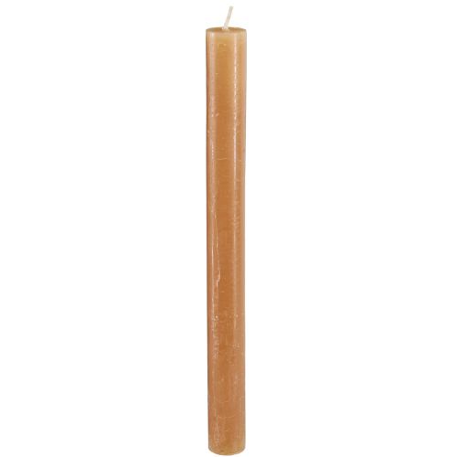 Bougies en bâton, bougies unies, caramel, 21×240mm, 12 pièces
