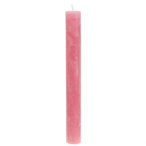Bougies en bâton teintes en rose 34mm x 300mm 4 pcs