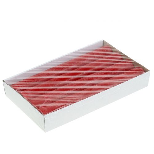 Article Bougies coniques teintes en rouge 34mm x 240mm 4 pcs