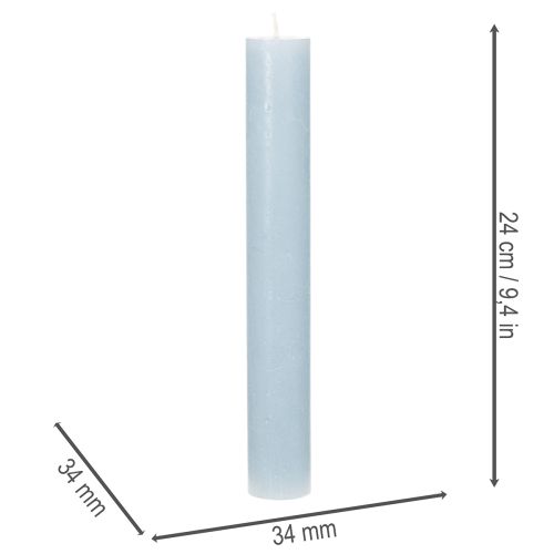 Bougie conique bleue pour chandeliers et décoration de table, 34 x 240 mm, lot de 4 | Floristik24.be