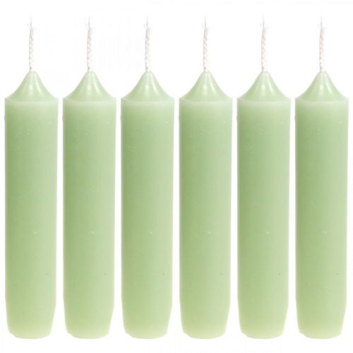 Floristik24 Bougies bougies courtes vertes menthe Ø22/110mm 6pcs