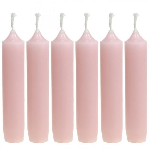 Floristik24 Bougies roses bougies bâtons courts Ø22/110mm 6pcs