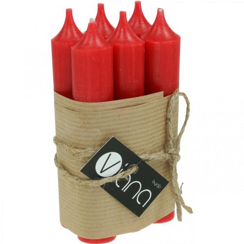 Article Bougies coniques Bougies courtes Décoration rouge Noël Ø21/110mm 6 pièces
