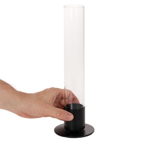 Bougeoir conique avec cylindre en verre. Simple et intemporel. 31 cm | Floristik24.be