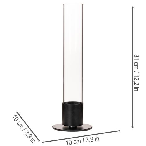 Bougeoir conique avec cylindre en verre. Simple et intemporel. 31 cm | Floristik24.be