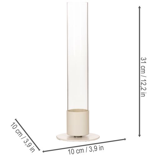 Bougeoir moderne pour bougies coniques, avec cylindre et base en verre, 31 cm | Floristik24.be