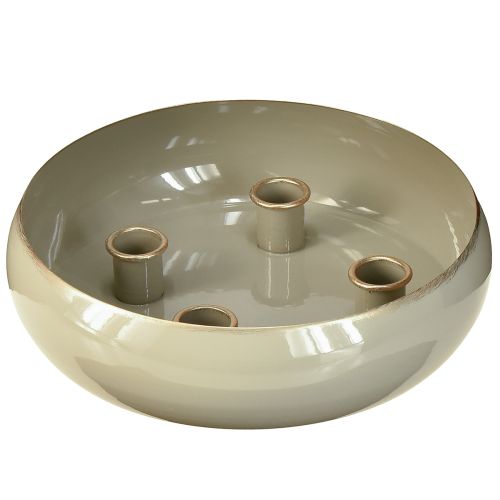 Bougeoir 4 bougies coupe métal gris doré 22,5cm
