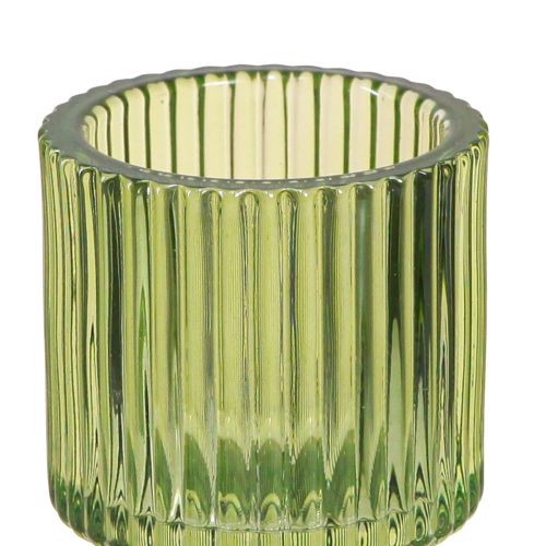 Article Bougeoir bâton verre photophore vert H8cm 4 pcs