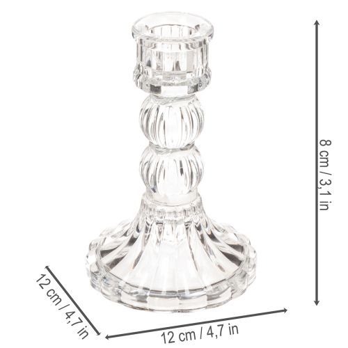 Bougeoir transparent, design classique, décoration de table, 12 cm, lot de 2 | Floristik24.be
