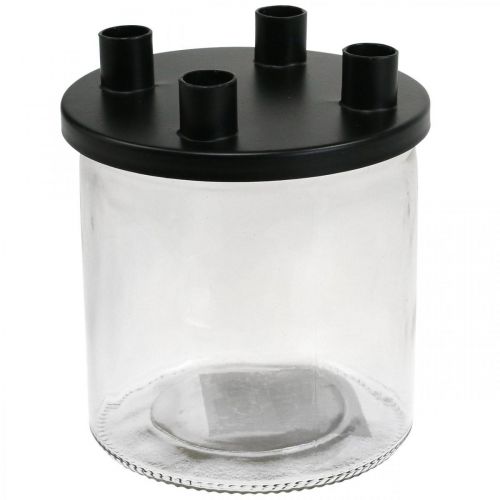Bougeoir verre Bougeoir tige décoration verre H11cm Ø10cm