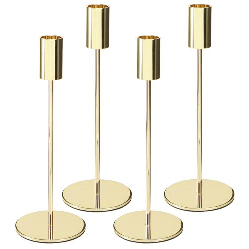 Article Bougeoir moderne en métal doré 21,5 cm 4 pièces