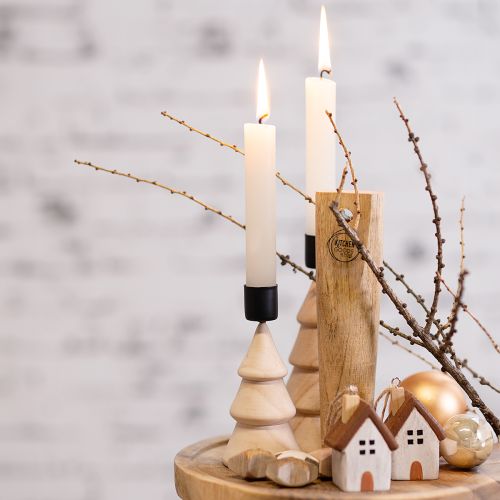 Article Bougeoir bâton en bois décoration sapin de Noël naturel H16cm 2 pcs