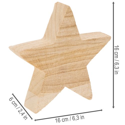 Bougeoir rustique en bois en forme d'étoile pour bougies coniques, 16 cm | Floristik24.be