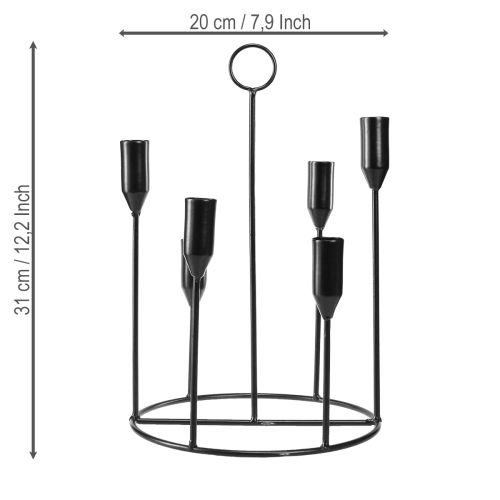 Article Bougeoir en métal pour 6 bougies, noir, Ø20 cm, H31 cm